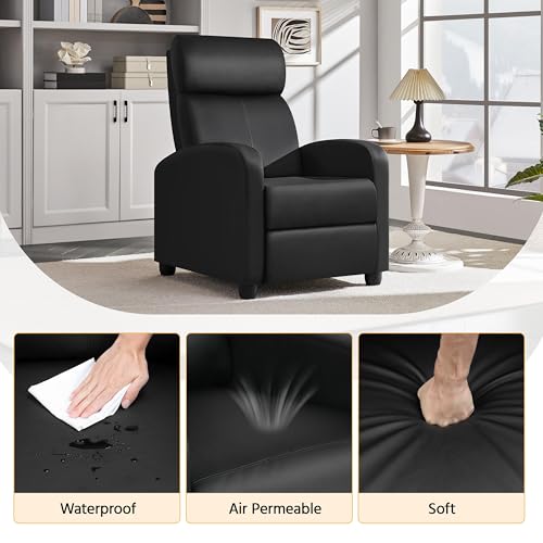 image for Yaheetech Recliner Chair PU Leather Recliner Sofa Home Theater Seating