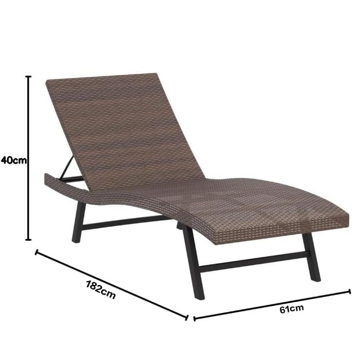Image of India Outdoor Adjustable Swimming Poolside Lounger Beach Sunbathing Lawn Patio Chaise Lounge Sun Lounger Chair (Brown)