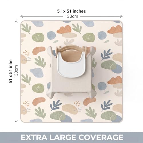 Image of Splat Mat for Under High Chair, Waterproof Washable High Chair Floor Mat | 51 inchx51 inch Reusable Splash Mat, Non-slip Backing, Wipeable Floor Protector and Food Mat for Baby Meals, BLW, Crafts, Play