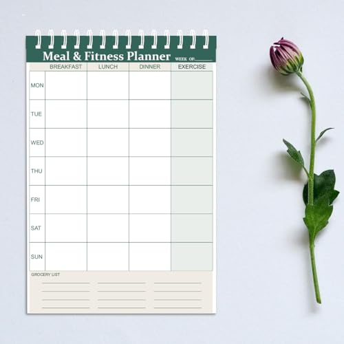 Image of AccuPrints A5 Weekly Fitness Meal Planner Notepad with Exercise Shopping List 50 Sheets in a Pad Size - 5.8 x 8.2 Inch | For Grocery List