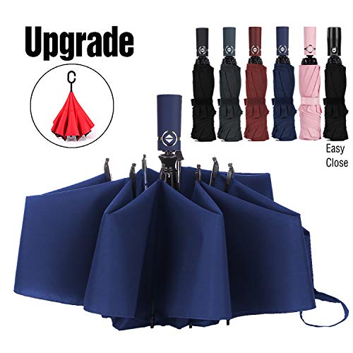 LANBRELLA Umbrella Windproof Travel Umbrella Compact Folding Reverse Umbrella