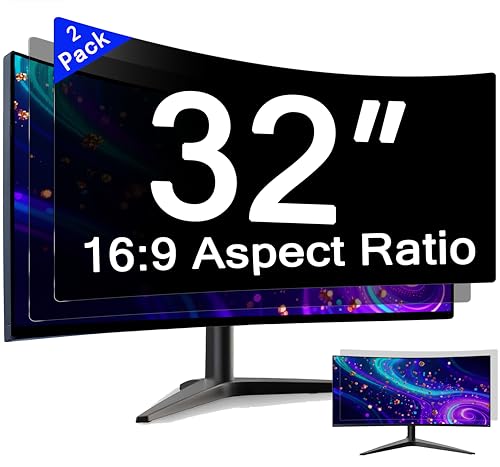 [2 Pack] 32 Inch Computer Privacy Screen for 16:9 Aspect Ratio Widescreen Monitor, Eye Protection Anti Glare Blue Light Computer Monitor Privacy Filter, Removable Anti-Scratch 32in Protector Film