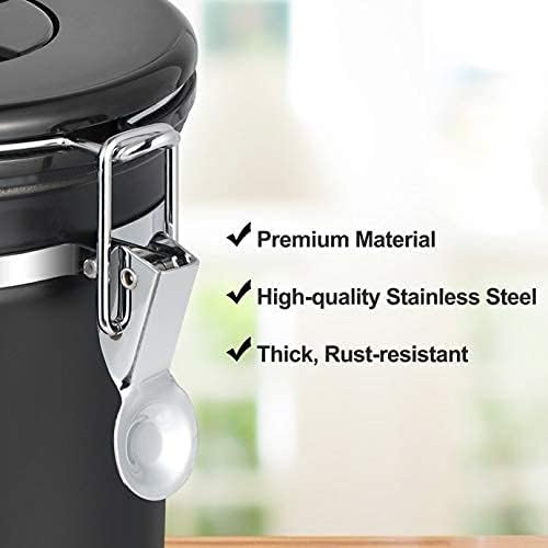 Foto von SMRONAR Kaffeedose Luftdicht, Edelstahl Kaffeebehälter, 623g/21oz mit Datums-Tracker CO2-Freigabeventil und Messlöffel für Kaffeebohnen, Pulver, Tee, Nüsse, Kakao