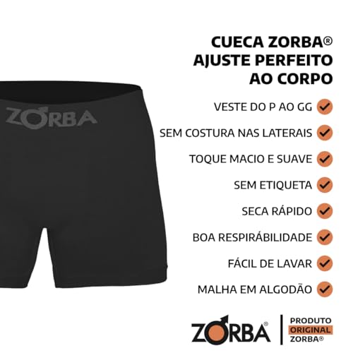 Zorba, Kit 8 Cuecas Box Boxer Zorba Algodão Sem Costura 781 Sortida Tamanho:GG;Cor:Preto