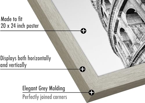 Americanflat 20x24 Picture Frame with Polished Plexiglass - Wide Picture Frames Made of Engineered Wood for Vertical or Horizontal Wall Display - Epic Collection - Grey