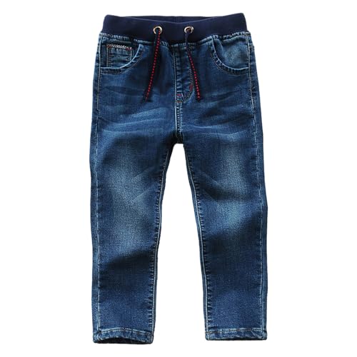 Boy's Elasticated Waist Jeans Casual Stretchy Straight Leg Cotton Denim Pants Age 1-12 Years