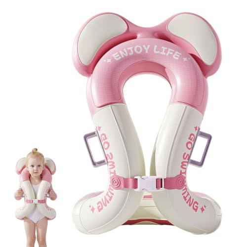 Image of Proberos Kids Armpit Swimming Ring PVC Buoyancy Vest for Beginners Age 3-15, Anti Rollover & Press-&-inflate Design, Adjustable Safety Buckle, Cartoon Swim Tube for Kids for Boys & Girls, Pink