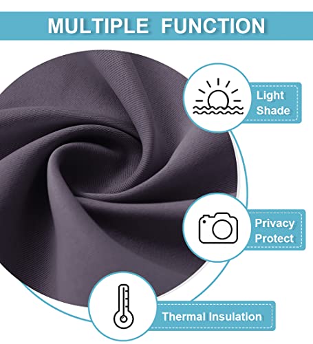RYB HOME Blackout Curtains for Bedroom - Thermal Insulating Privacy Window Curtains for Kids Nursey Dining Bathroom Home Office Decor, Width 42 x Length 45 inches, Greyish Purple, 2 Panels