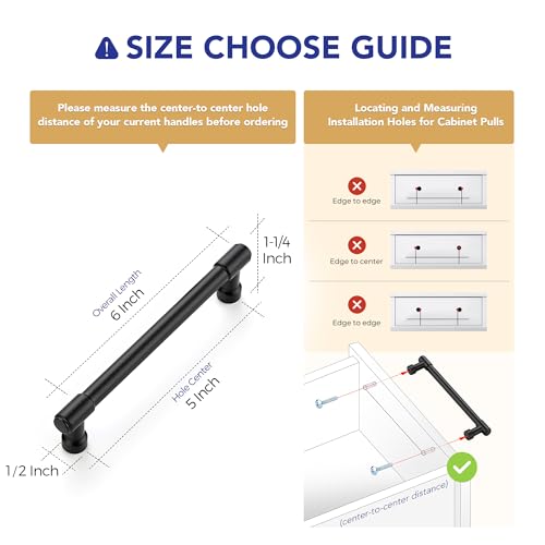 Image of Ravinte 10 Pack 5 Inch Hole Center Solid Kitchen Cabinet Handles Matte Black Dresser Pulls Cabinet Drawer Pulls for Kitchen Cupboard Hardware