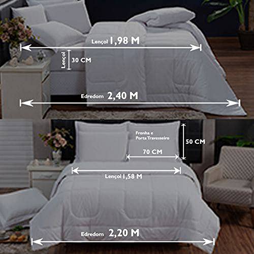 Kit Edredom Queen Jogo de Cama 100% Algodão 200 fios (Branco)
