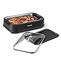 Indoor Grill, Techwood 1500W Smokeless Electric Grill with 2 in1 Nonstick Grill/Griddle Plates, Portable Korean BBQ Grill with 6-Level Control, Glass Lid, Dishwasher Safe, Double Plates, Black