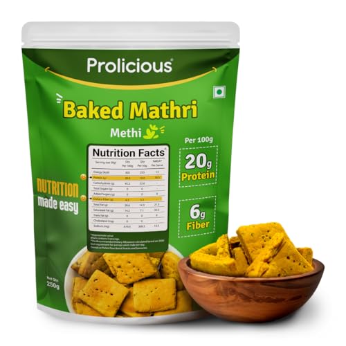 Image of Prolicious Baked Mathri | 10g Protein, High Fiber | Healthy Weightloss Snack | No Palm Oil, No Transfat | Made with Whole Foods | 250g