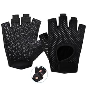 CYZBL Gym Gloves Soft, Half Finger Fitness Gloves, Black Training Gloves Anti Slip, Training Gloves Anti Slip for Weightlifting, Bodybuilding, Cycling, Rowing, Rock Climbing and Outdoor Sports