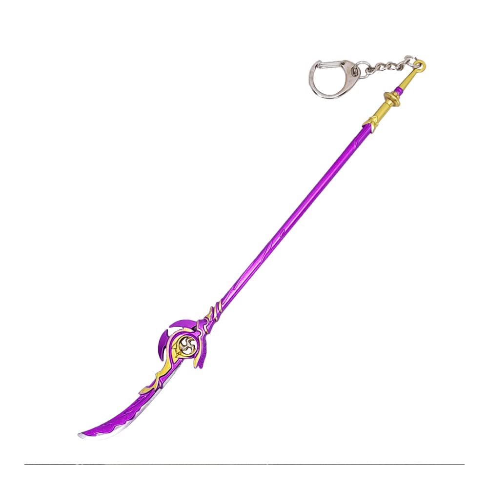 Rosetor Men's Purple 1Pc Genshin Impact Keychain Metal Keychain Cartoon Keychain Ring Engulfing Lightning(With Bracket)
