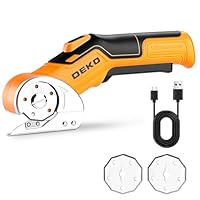 3.7 V kartonschneider: DEKOPRO Multifunktionale Elektrische Schere - Schneiden Sie Karton mit Stärke und sind für Materialien wie Stoff,Leder,Teppiche und Kunststoff, gelb geeignet(Gelb)