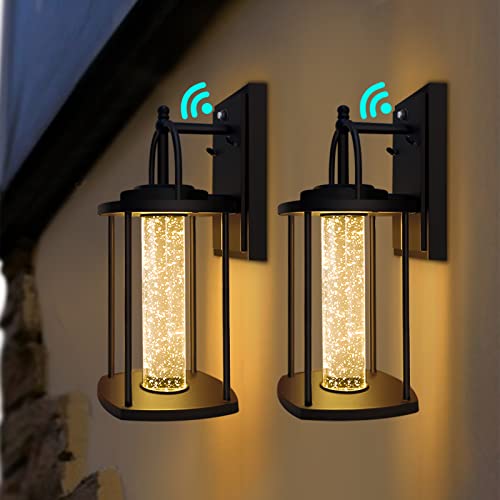 Led Dusk To Dawn Outdoor Wall Lighting Modern Porch Lights, Exterior Light Fixtures Waterproof Outside Lights For House With Aluminum And Crystal Bubble Glass, 10W 3000K For Front Door, Garage, Patio #TOP7