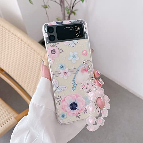 Coque Z Flip 3 fleurie avec bracelet amovible pour vos sorties et soirées chics