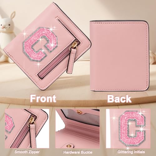 Image of Birthday Gifts for Teen Girl Kids Wallet Girl Wallets Small Initial Rfid Wallet Teen Girls Gift Preppy Stuff for Girls Pink C
