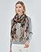 GERINLY Lightweight Scarves Fashion Flowers Print Shawl Wrap for Women Dressy Fall Neck Accessory Pretty Sarong (Brown)
