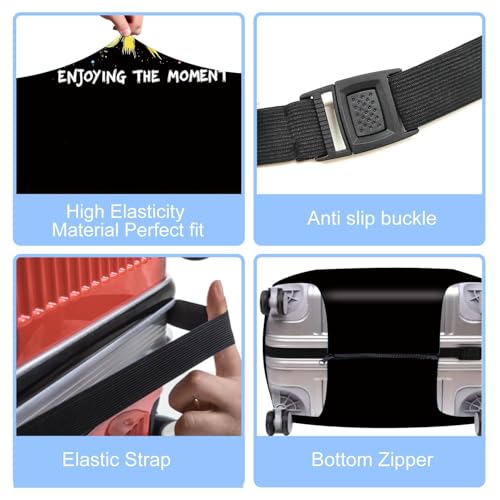 Image of Colorful Journey Luggage Cover - Elastic Space-Themed Travel Suitcase Protector with Wheels, 'Enjoying the Moment' Design,XL