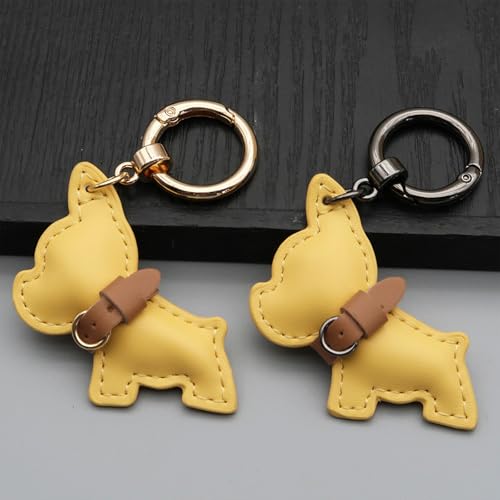 Schlüsselanhänger aus PU-Leder mit französischem Hunde-Anhänger, Auto-Schlüsselanhänger, Schlüsselanhänger, Schlüsselanhänger, Schlüsselanhänger, Schlüsselanhänger, Taschen, Dekoration