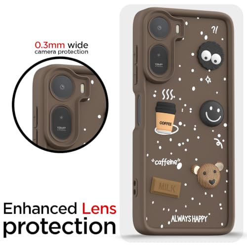 Image of Pikkme Back Cover for Redmi A7 Pro /Poco C85x 5G | 3D Bear Silicone Cute & Fun Coffee Cartoon | Full Body Protection Bumper Case (Brown)