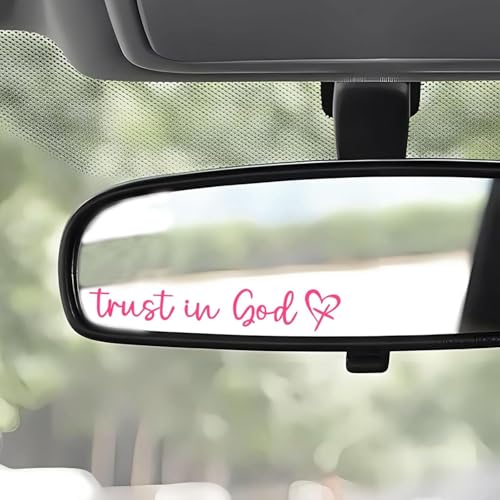 Trust in God Vinyl Sticker for Car, Bike & Helmet | Inspirational Christian Faith Bible Quote Decal | Waterproof & Weatherproof | Car Window, Laptop & Wall Sticker | Pack of 3 (4 x 0.6 Inch) (Pink)