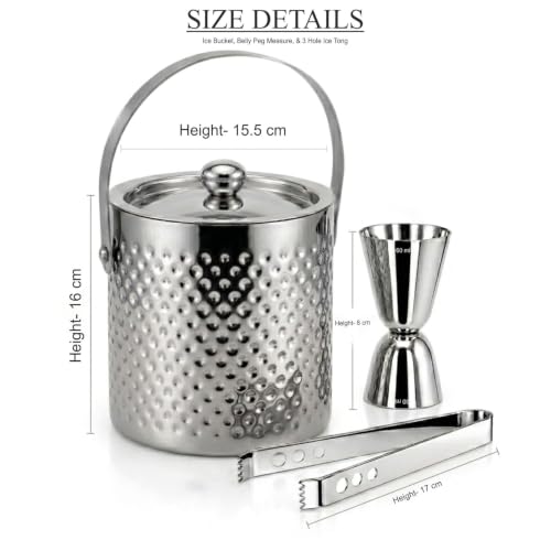 Image of FINALITY Stainless Steel Double Walled Insulated Ice Bucket (SILVER POLISH DIMPLE)