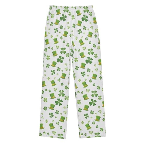 Pajama Pants St Patrick Clover Hats PJ Bottoms Sleepwear Lounge Sleep Pant with Pockets