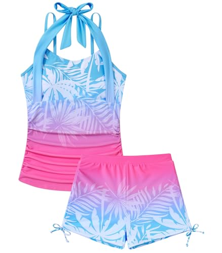 Image of Girls Tankini Swimsuit 2 Piece Halterneck Bathing Suit for Teens Size 7-16
