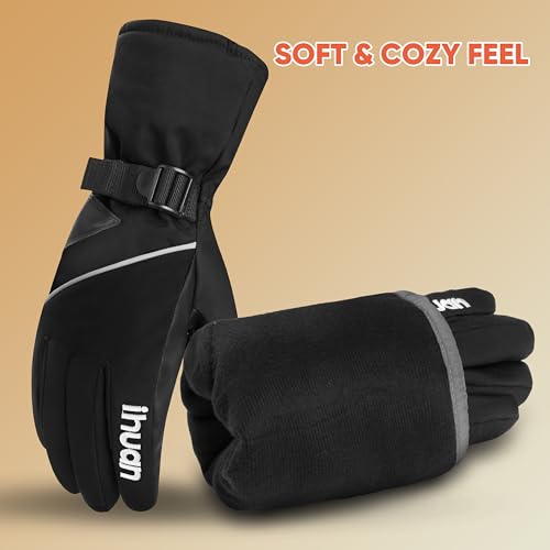 Image of ihuan Winter Waterproof Ski Gloves Men Women, Snow Warm Cycling Cold Weather, Driving Biking Running