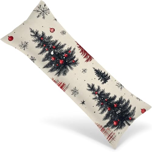 枕カバー クリスマスツリー 枕カバー ロング両面プリント pillow cover, クリスマス ベルベット cushion covers ファスナー,リビングルーム、寝室、ベッド、ソファの装飾, 女性へのギフト 90x30 cm 1Y-1980