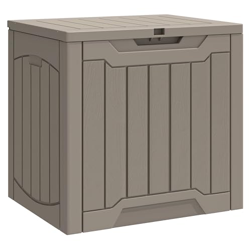 YITAHOME Outdoor Resin Storage Box 31 Gal, Water-resistant Patio Deck Box Outdoor Storage Box for Pillows, Garden Equipment, Securely Lockable, Light