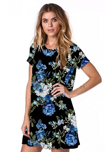 Image of Alaster Women's Casual Summer T Shirt Dress Loose Short Sleeve Tunic Dress with Pocket for Women