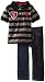 Little Boys' Wide Stripe Jersey Polo Shirt and 5 Pocket Denim Jean Set