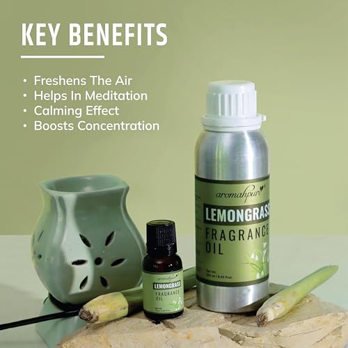 Image of Aromahpure Lemongrass Aroma Oil | 250ml Undiluted & Natural | Long-Lasting Scent for Aromatherapy, Candle & Soap Making, Diffusers, Room Freshener, Humidifier, Bathroom Revitalizer & Home Essentials