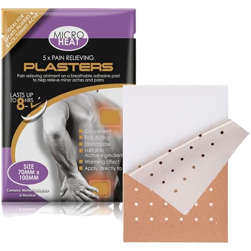 5 x Heat Pain Relief Patches – Warming Plasters for Muscle, Back & Joint Pain Relief, Sports Injuries & Cramps