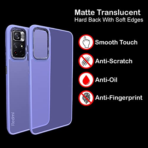 Image of A rtistque Frosted Translucent Back Cover Case for Mi Redmi Note 11T 5G / Poco M4 Pro 5G | Electroplated Chrome Ring | Raised Camera Edges for Protection | Smooth Sides TPU - Purple