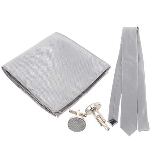 Set de corbata con gemelos y pañuelo de bolsillo para hombre miniatura 1