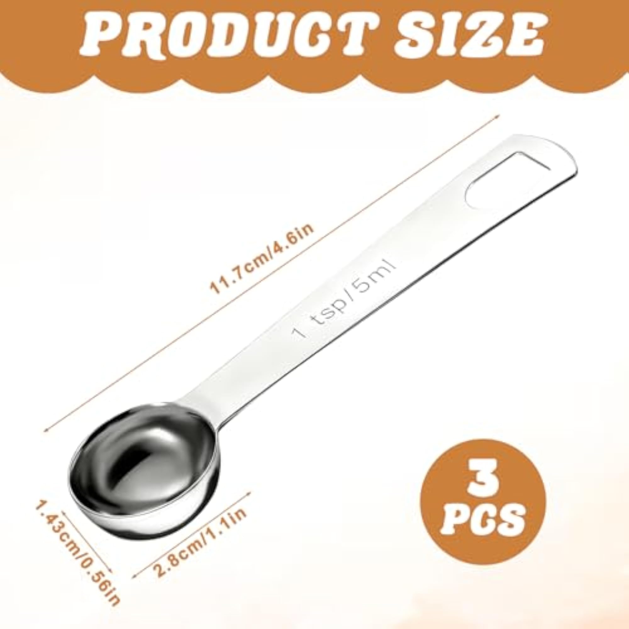 3 PCS Stainless Steel Teaspoon Measuring Spoons Set