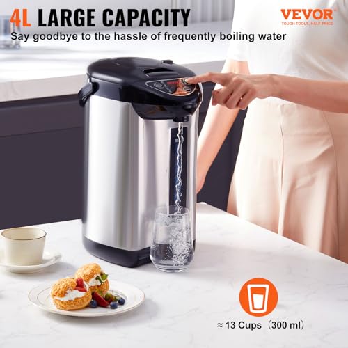 Image of VEVOR Hot Water Dispenser, Adjustable 4 Temperatures Water Boiler and Warmer, 304 Stainless Steel Countertop Water Heater, 3-Way Dispense for Tea, Coffee and Baby Formula, 4L /135 oz