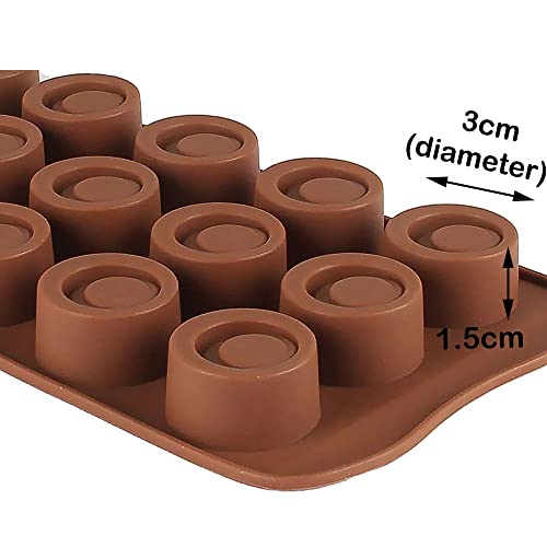 Image of Cake Decor Silicon 15 Cavity Round Design Brown Chocolate Mould, Ice Mould
