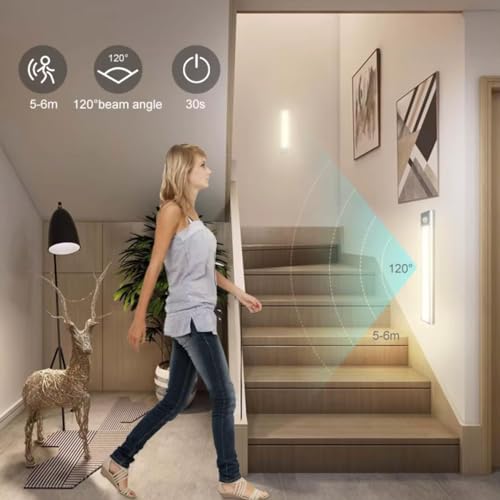 Image of One94Store 20cm Motion Sensor Rechargeable LED Light with 3 Modes | Wireless Under Cabinet Strip Light for Kitchen, Wardrobe & Cupboard (Pack of 1)