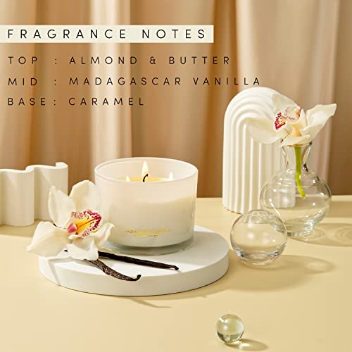 96North Luxury Vanilla Soy Candles | Large 3 Wick Jar Candle | Up To 50 Hours Burning Time | 100% Natural Soy Wax | Relaxing Aromatherapy Aesthetic Candle | Housewarming Gift For Men And Women #TOP3