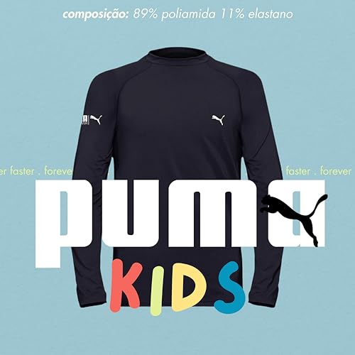 PUMA Camiseta Infantil Térmica Segunda Pele Proteção FPS50 Confortável Kids, Preto, 12