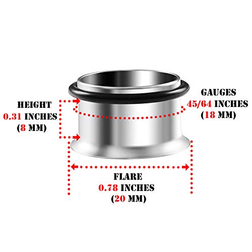 Pair of 316L Surgical Steel Single Flared Piercing Jewelry Stretcher Ear Plugs Earring Lobe O-ring flesh Tunnel2