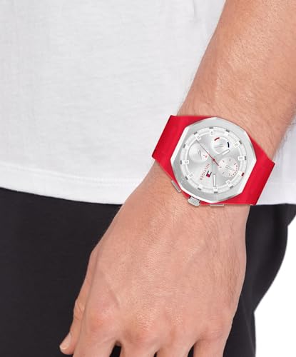 Image of Tommy Hilfiger Mens Sporty Watch - Multifunction Silicone Wristwatch - Water Resistant up to 5 ATM /50 Meters - Premium Fashion Timepiece for All Occasions - 44 mm
