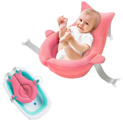 Image of Baby Bath Seat Support Net Soft Infant Bathing Seat Support Mat Suspension Shower Pad Adjustable Non-Slip Newborn Bathtub Sling Mat Baby Sink Bather Tub Shower Net Bathtub Sit Up Mesh 0-6 Month
