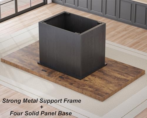 Image of HSH 71 inch Rustic Brown Dining Table for 6-8, Rectangle Wood Dining Room Table | Large Kitchen Table with a Sturdy Pedestal Base, Seats 6-8, Ideal for Family Meals and Gatherings, Table Only