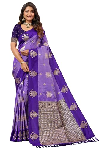 Image of SGF11 Women's Kanjivaram Pure Soft Silk Saree With Unstitched Blouse Piece